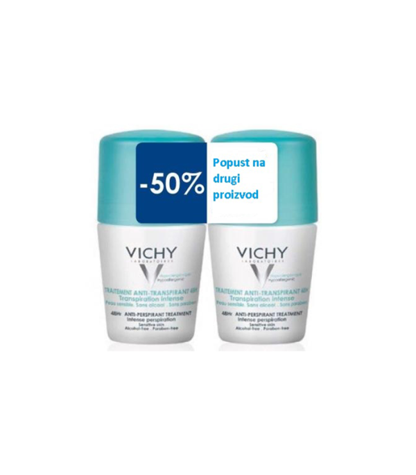 VICHY DÉODORANT Roll-on dezodorans protiv prekomjernog znojenja do 48h, 2x50 ml