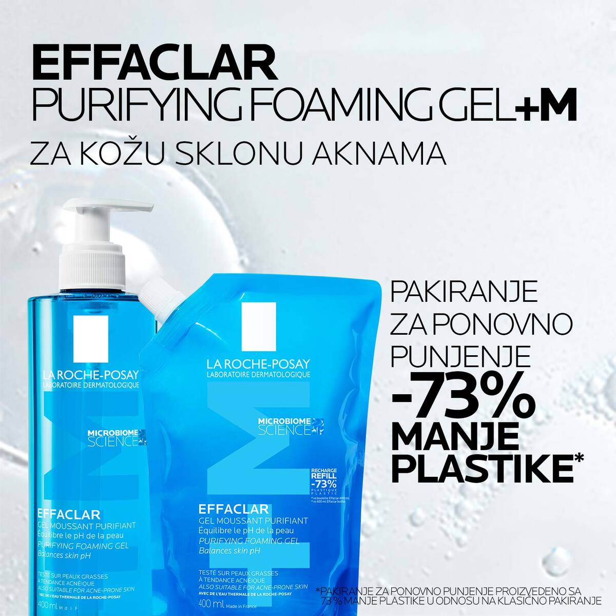 La Roche Posay EFFACLAR Pjenušavi gel za čišćenje masne, osjetljive kože sklone aknama, 400 ml - Image 3