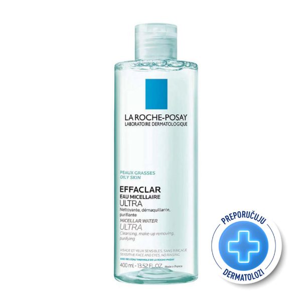 La Roche Posay EFFACLAR Micelarna voda za uklanjanje šminke i čišćenje masne i osjetljive kože, 400 ml