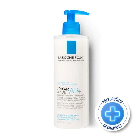 La Roche Posay LIPIKAR SYNDET AP+ Kremasti gel za tuširanje obogaćeno lipidima protiv nadraženosti i svrbeža, pogodno za bebe, djecu i odrasle, 400 ml