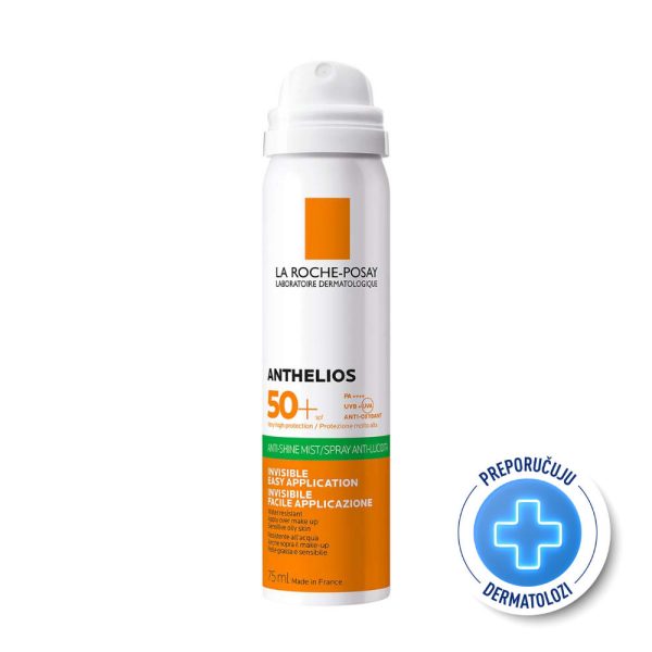 La Roche Posay ANTHELIOS Nevidljivi i osvježavajuci sprej za zaštitu od sunca protiv sjaja, 75 ml