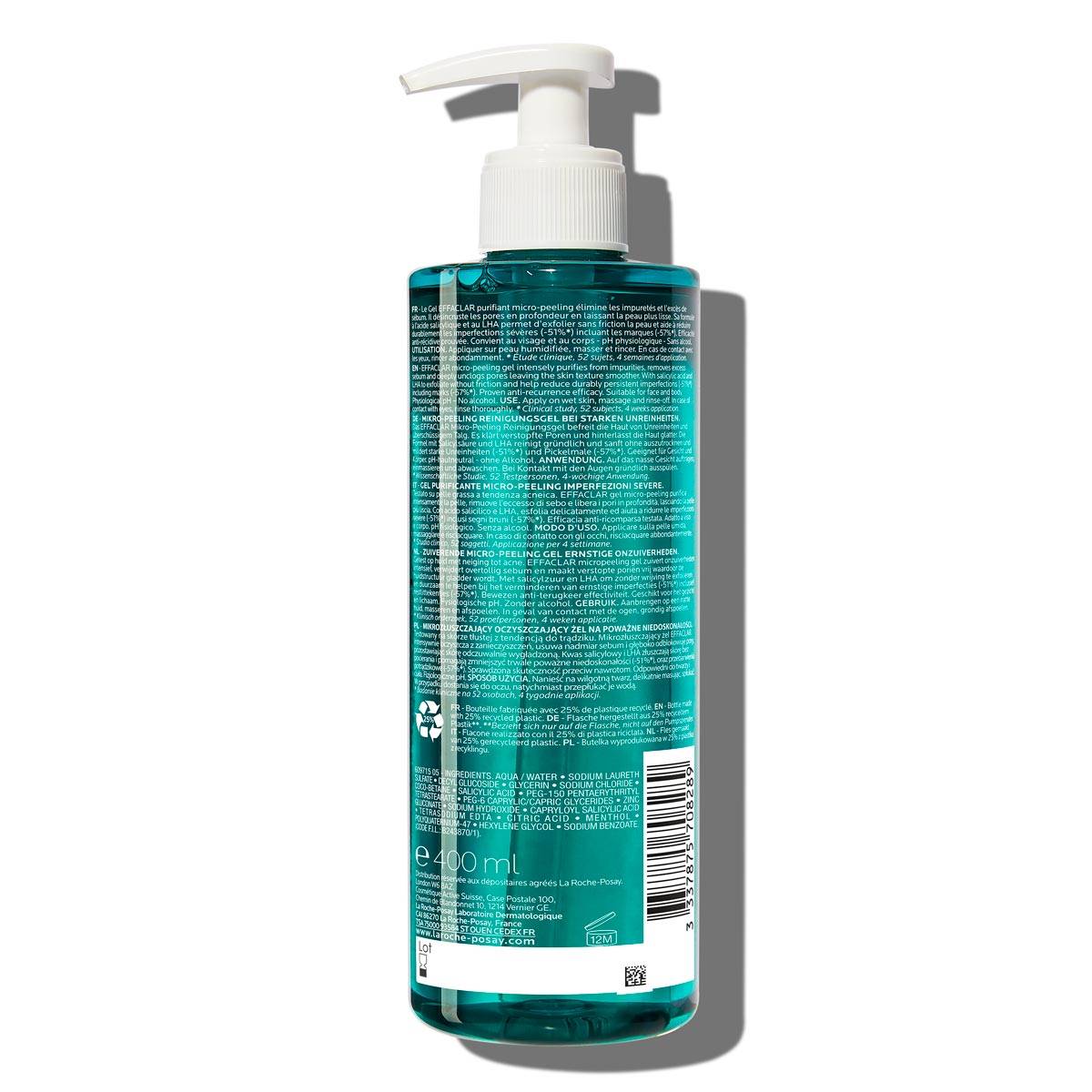La Roche Posay EFFACLAR Pročišćavajući mikro-piling gel za čišćenje lica i tijela, za masnu kožu, 400 ml - Image 2