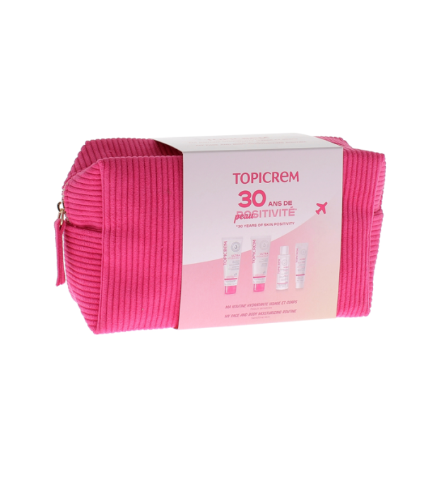 Topicrem Hydra+ lagana krema 15 ml + micelarna voda 40 ml + gel za tuširanje 75 ml + mlijeko za tijelo 75 ml + toaletna torbica