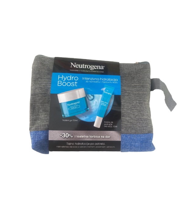 NEUTROGENA HYDRO BOOST SET + TOALETNA TORBICA NA DAR INTENZIVNA HIDRATACIJA ZA NORMALNU I MJEŠOVITU KOŽU VODENI GEL 50ML + KREMA ZA PODRUČJE OKO OČIJU 15ML
