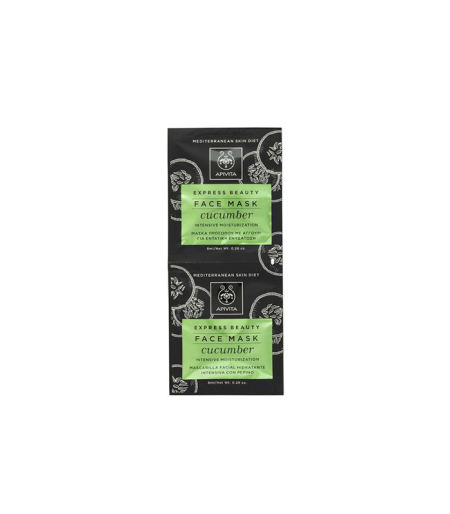 Apivita EXPRESS BEAUTY Maska za lice za intenzivnu hidrataciju 2x8ml, KRASTAVAC