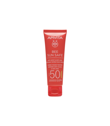 Apivita Bee Sun Safe Anti-Spot & Anti-Age tonirana krema protiv mrlja i starenja SPF50 50 ml