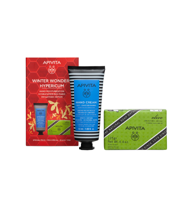 APIVITA HAND CREAM - KREMA ZA SUHE I ISPUCALE RUKE SA KANTARIONOM I PČELINJIM VOSKOM + SAPUN MASLINA