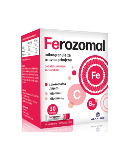Ferozomal mikrogranule s liposomalnim željezom i vitaminima C i B12 vrećice a30