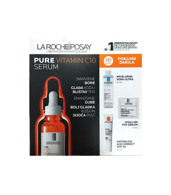 La Roche Posay set Vitamin C serum 30ml + POKLONI Micelarna voda ultra 50ml + Hyalu B5 eye serum1,5ml + Anthelios age correct SPF50 15ml
