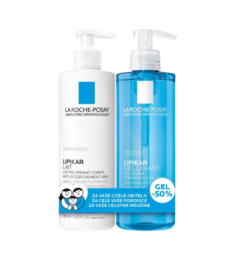 La Roche Posay Lipikar Gel Lavant 400 ml + Lait Mlijeko za lice i tijelo 400 ml