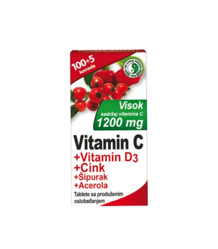 Vitamin C 1200 mg + vitamin D3 + cink + šipurak + acerola 105 tableta