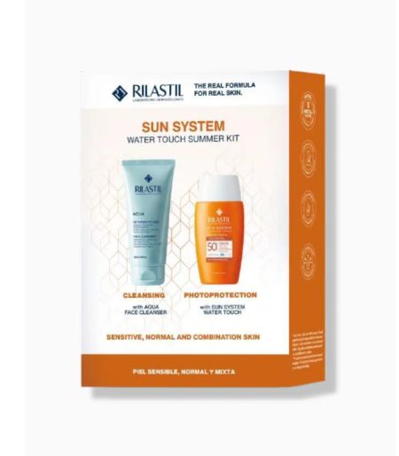 RILASTIL SUN SYSTEM SUMMER BOX: WATER TOUCH SPF 50  50ML + AQUA FACE CLEANSER 100ML