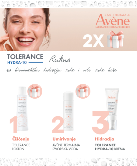 Avène tolerance hydra -10 krema 40ml  + Avène tolerance lotion 100ml  + Avène termalna voda 50ml
