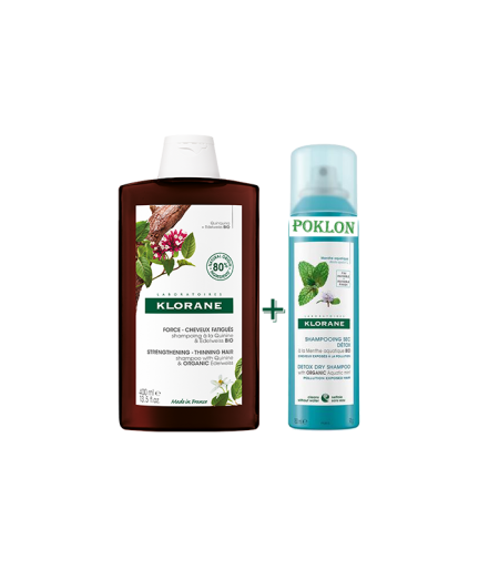 Klorane šampon sa kininom i organskim runolistom 400ml+GRATIS Klorane suho pranje metvica 150ml
