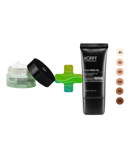 KORFF Perfect Matt Nc Antiage Mattifying Anti Imperfection Face Cream 50 ml+ KORFF Cure Make Up Neverending Ultra Matt Long Lasting Foundation SPF30 30 ml
