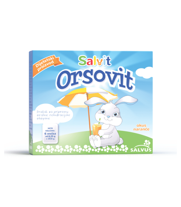 SALVIT ORSOVIT PRAŠAK ZA PRIPREMU ORALNE REHIDRACIJSKE OTOPINE 6 vrećica od 6,25g, Okus narandže