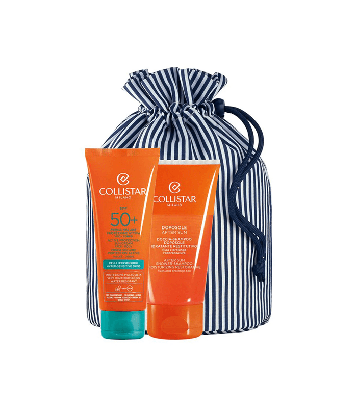 COLLISTAR SET SUN HYPER AND SENSITIVE SKIN SPF 50 AFTER SUN AND SHOWER SHAMPOO 150ML TORBICA