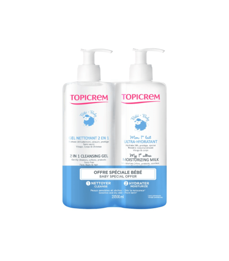 Topicrem Baby promo set gel za kupanje 500ml + hidratantno mlijeko 500ml