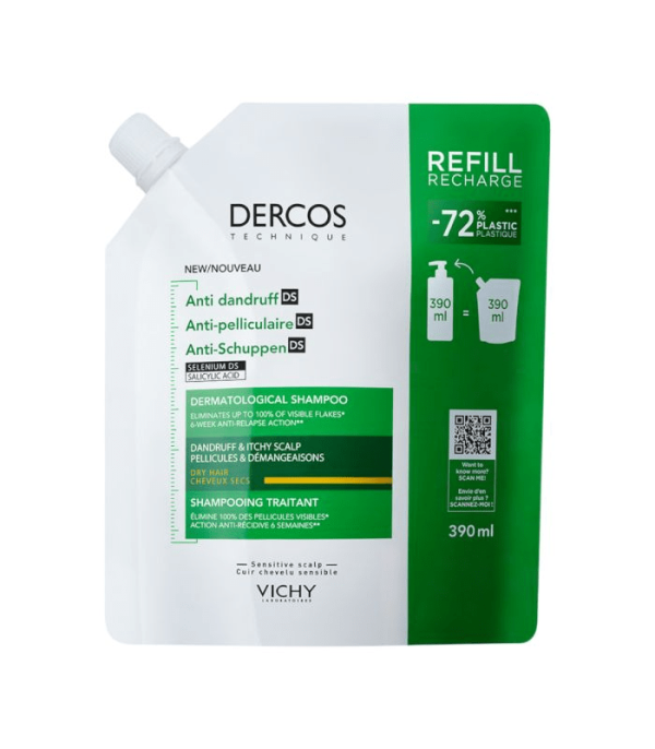 Vichy Dercos šampon protiv peruti za suhu perut refill 390ml