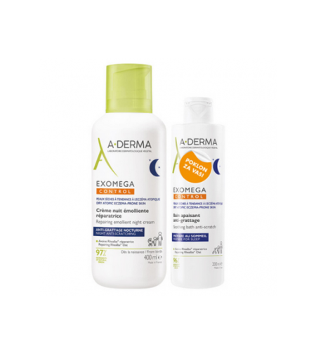 Aderma promo Exomega noćna krema 400ml+umirujuća kupka 200ml