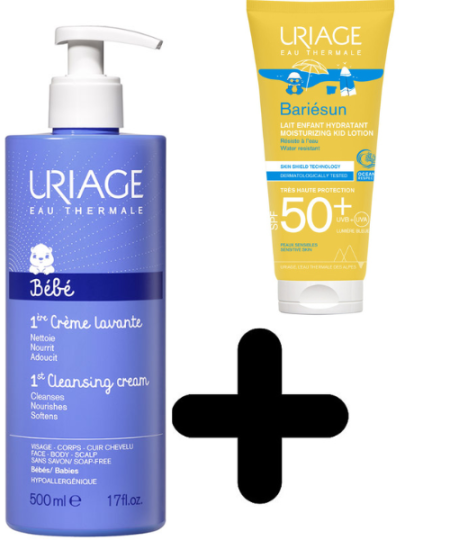 Uriage Bebe Kreme Lavante Pjenušava Emulzija Za Pranje 500ml + Uriage Bariesun Kids Spf 50 Mlijeko 100ml