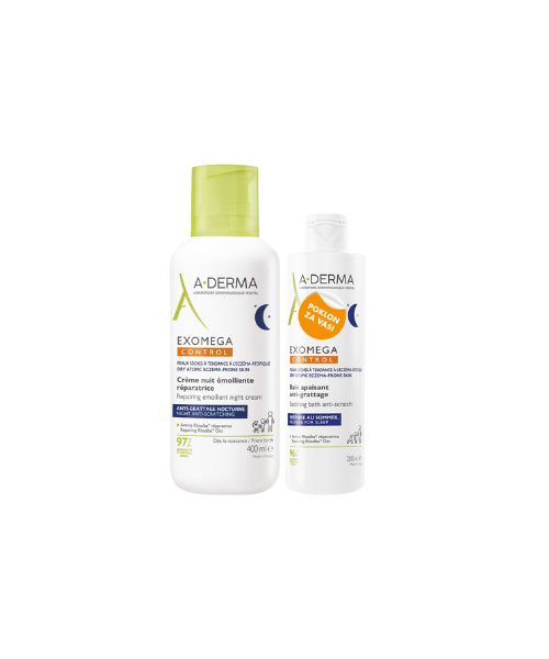 A-Derma Exomega Control Obnavljajuća emolijentna noćna krema +A-Derma Exomega Control umirujuća kupka